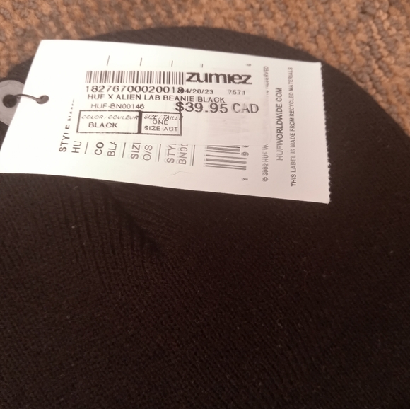 Huf x Alienlabs Black Beanie / Toque - Picture 3 of 3